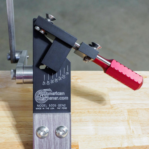 All American Sharpener 5005 Gen 2 cordless-grinder setup enables portable maintenance.