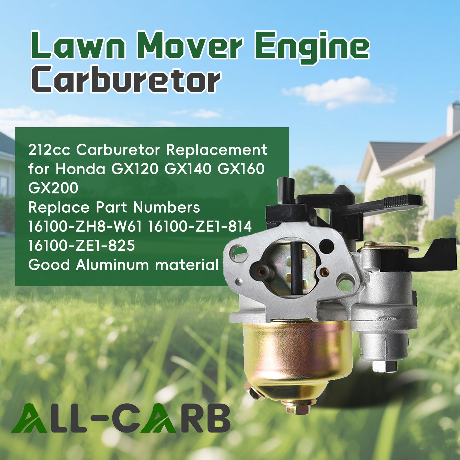ALL-CARB carburetor for Honda GX140 with choke lever ensures steady idle.