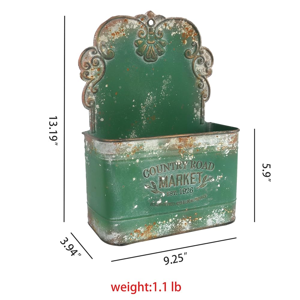 All Chic metal wall planter close up reveals textured metal for vintage farmhouse charm
