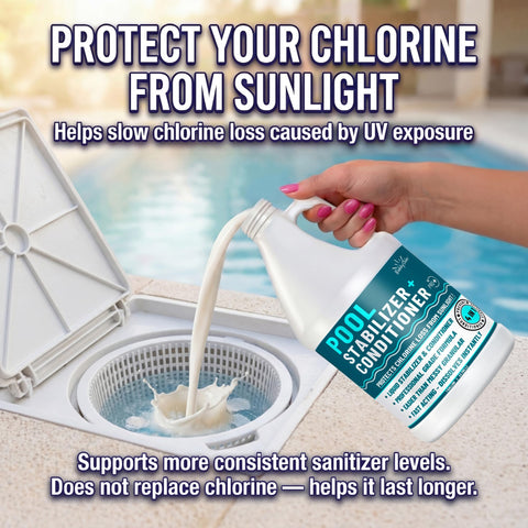 All pool types benefit from BubbyShine’s stabilizer for consistent sanitizer.