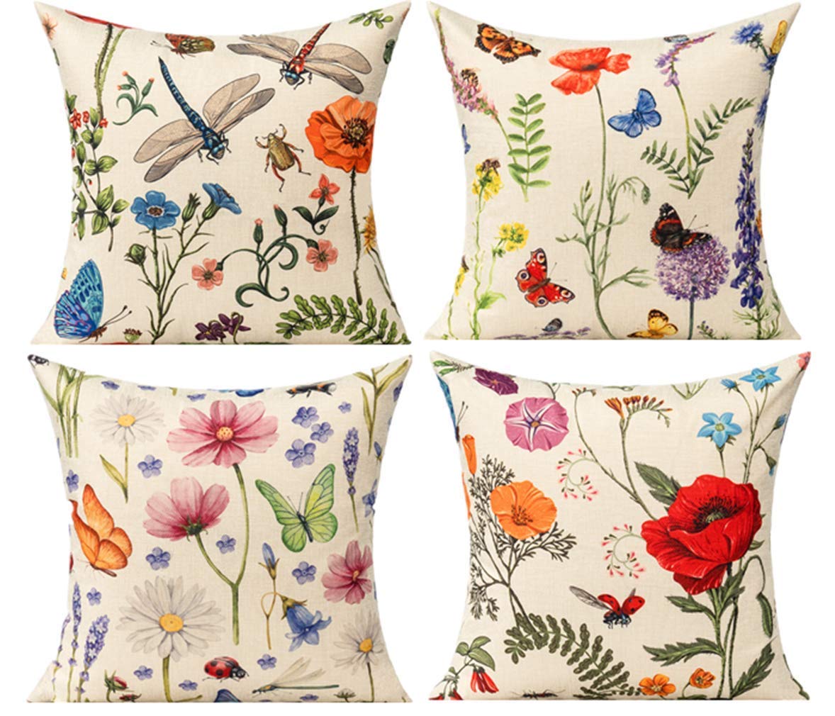 All Smiles 16x16 butterfly pattern pillow cover front, vibrant outdoor accents for patio furniture
