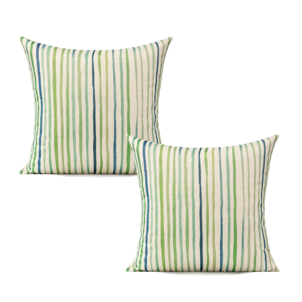 All Smiles 18x18 pillow cover with sage stripes for outdoor patio seating