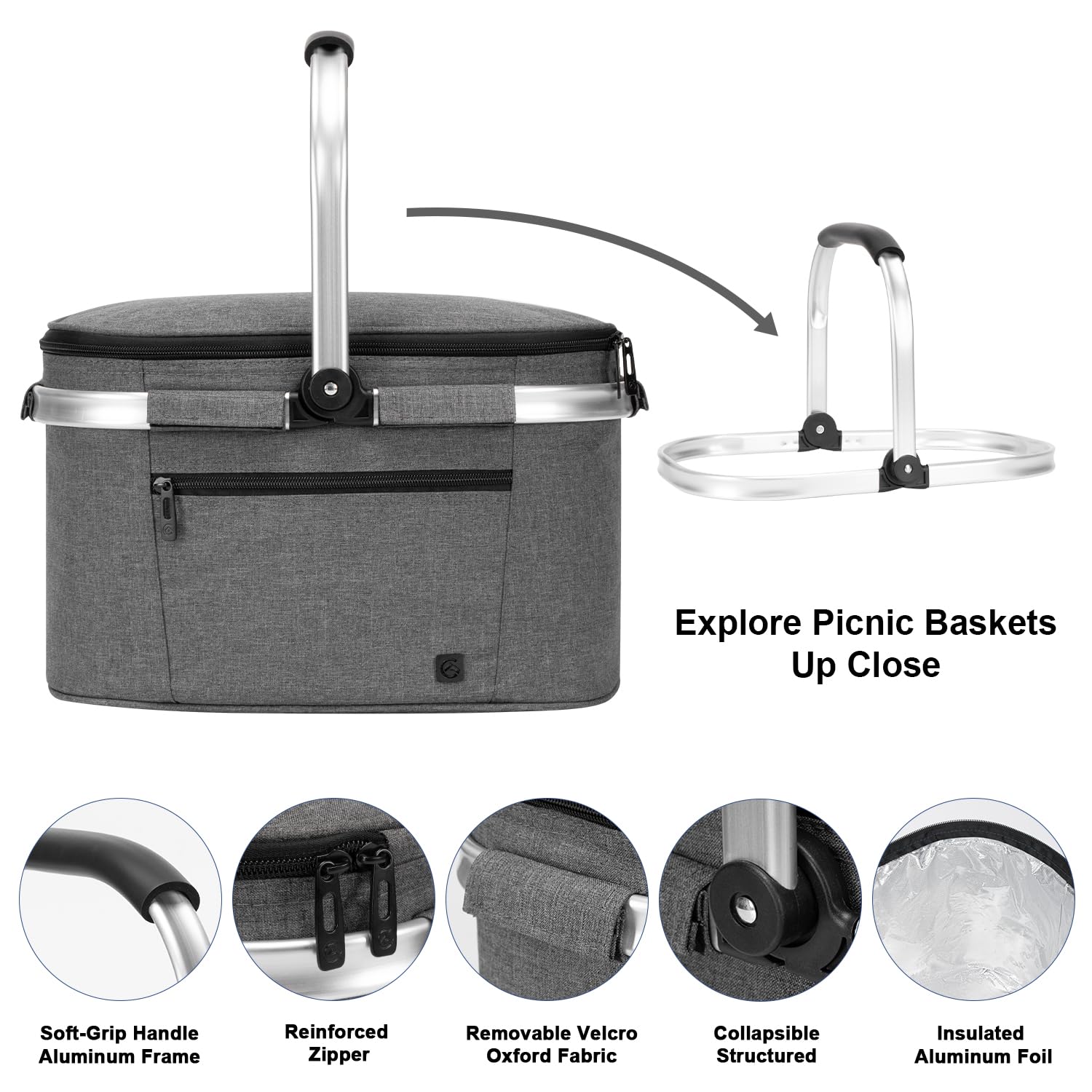 ALLCAMP insulated cooler bag open dimensions illustrating capacity