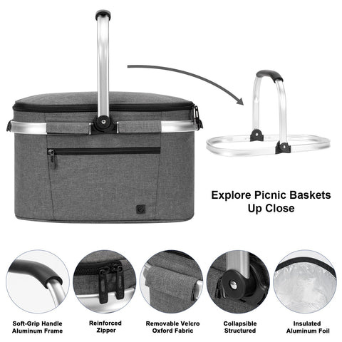 ALLCAMP insulated cooler bag open dimensions illustrating capacity