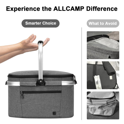ALLCAMP insulated cooler bag with padded handles for comfortable carry