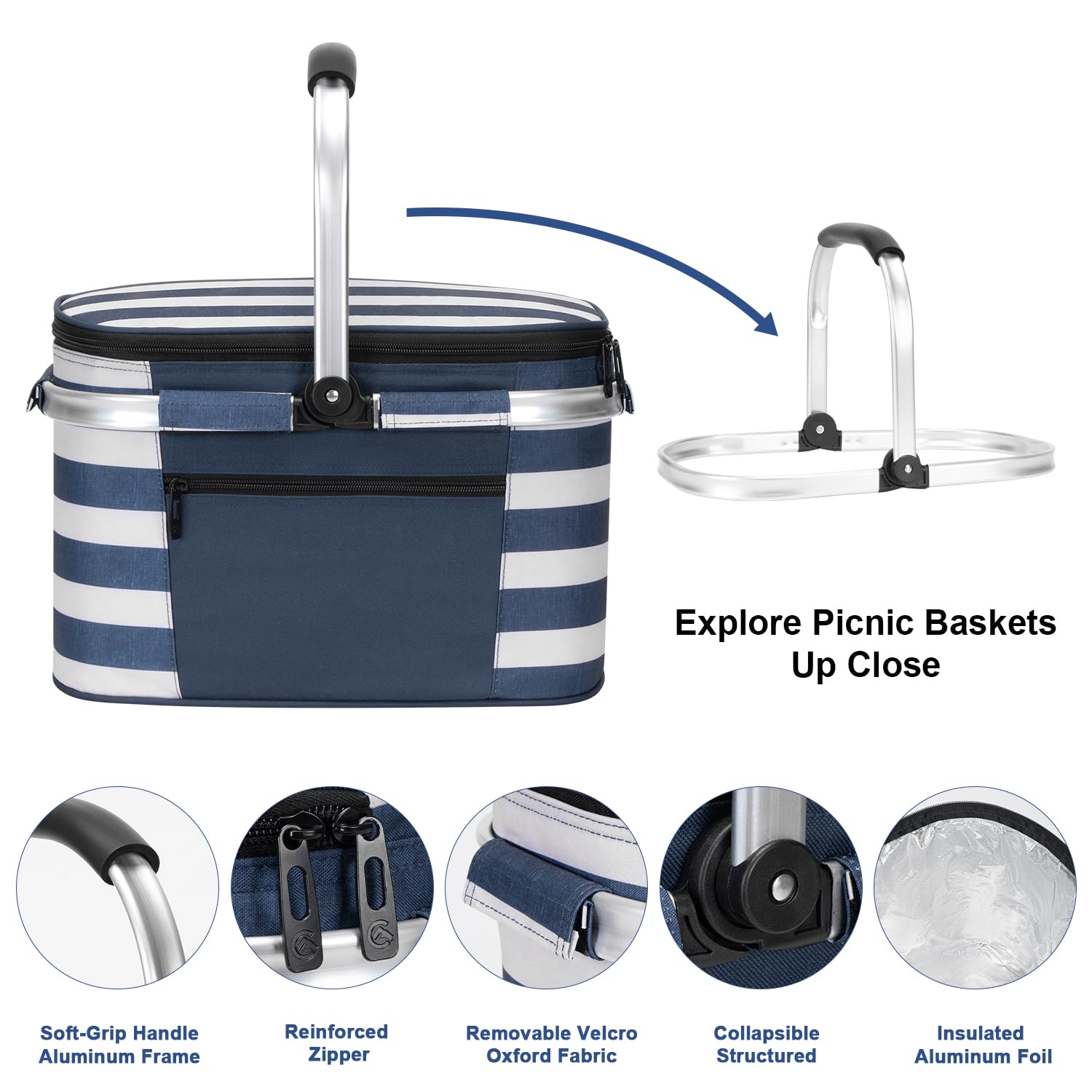 ALLCAMP Picnic Basket showcasing 65 lb capacity for heavy loads