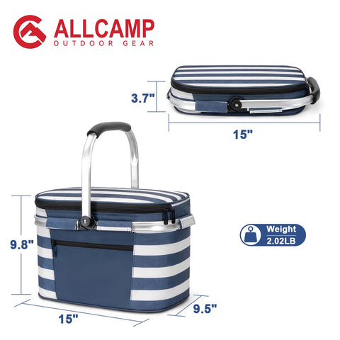 ALLCAMP Picnic Basket folded-flat for compact storage and portability
