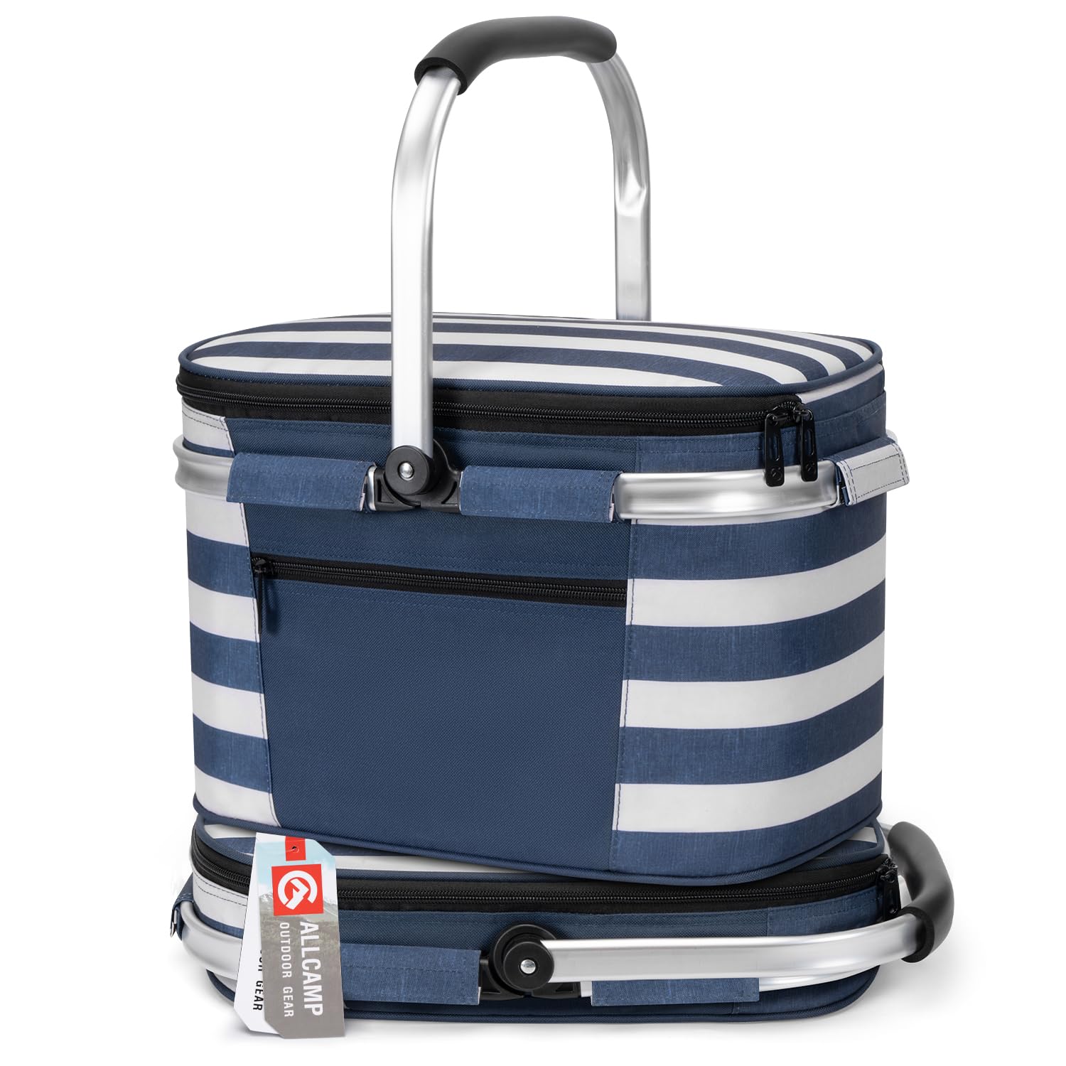 ALLCAMP Picnic Basket with insulated interior seen from exterior view, ideal for outings
