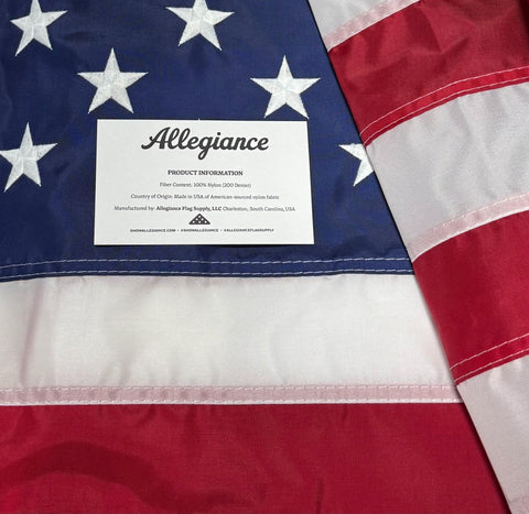 Allegiance Flag Supply American flag with hand-stitched stripes for authentic appearance