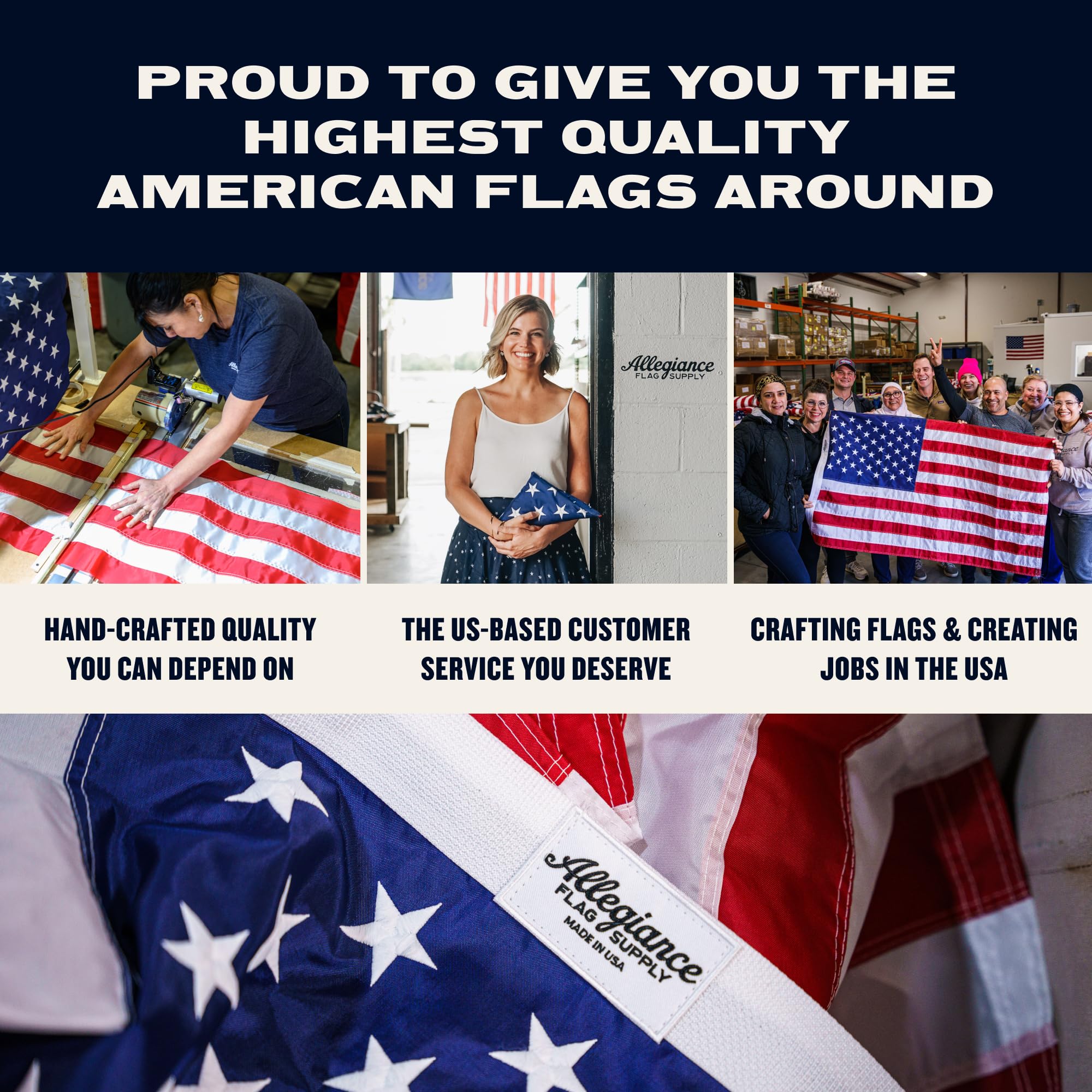 Allegiance Flag Supply nylon fabric close-up highlighting durable material