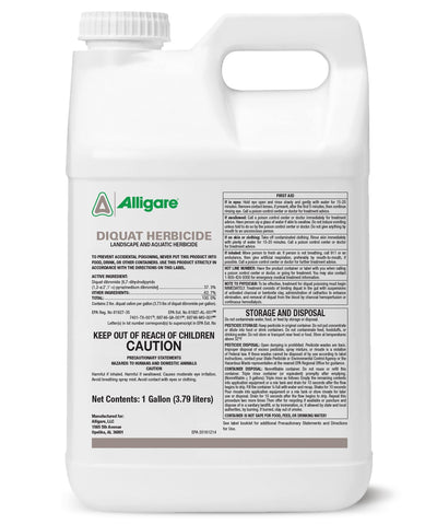 Alligare Diquat bottle for aquatic weed control around ponds and landscapes