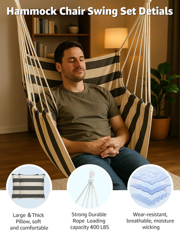 ALLIVING hammock chair outdoors hanging from a tree for patio relaxation