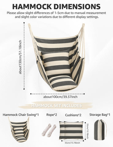 ALLIVING hammock chair thick cotton fabric close-up shows soft breathable comfort