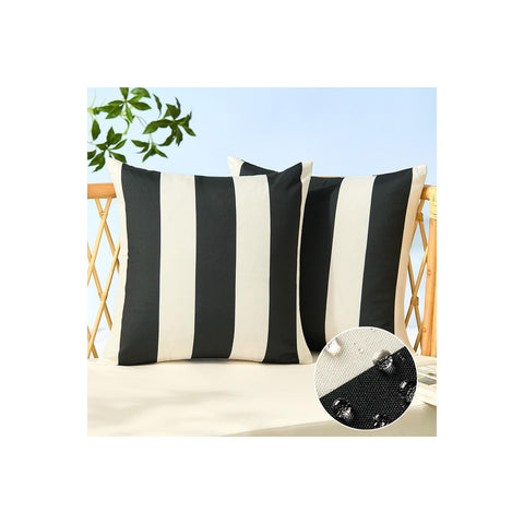 Allorry outdoor pillow covers with black stripe for 18x18 inserts, ideal patio decor.