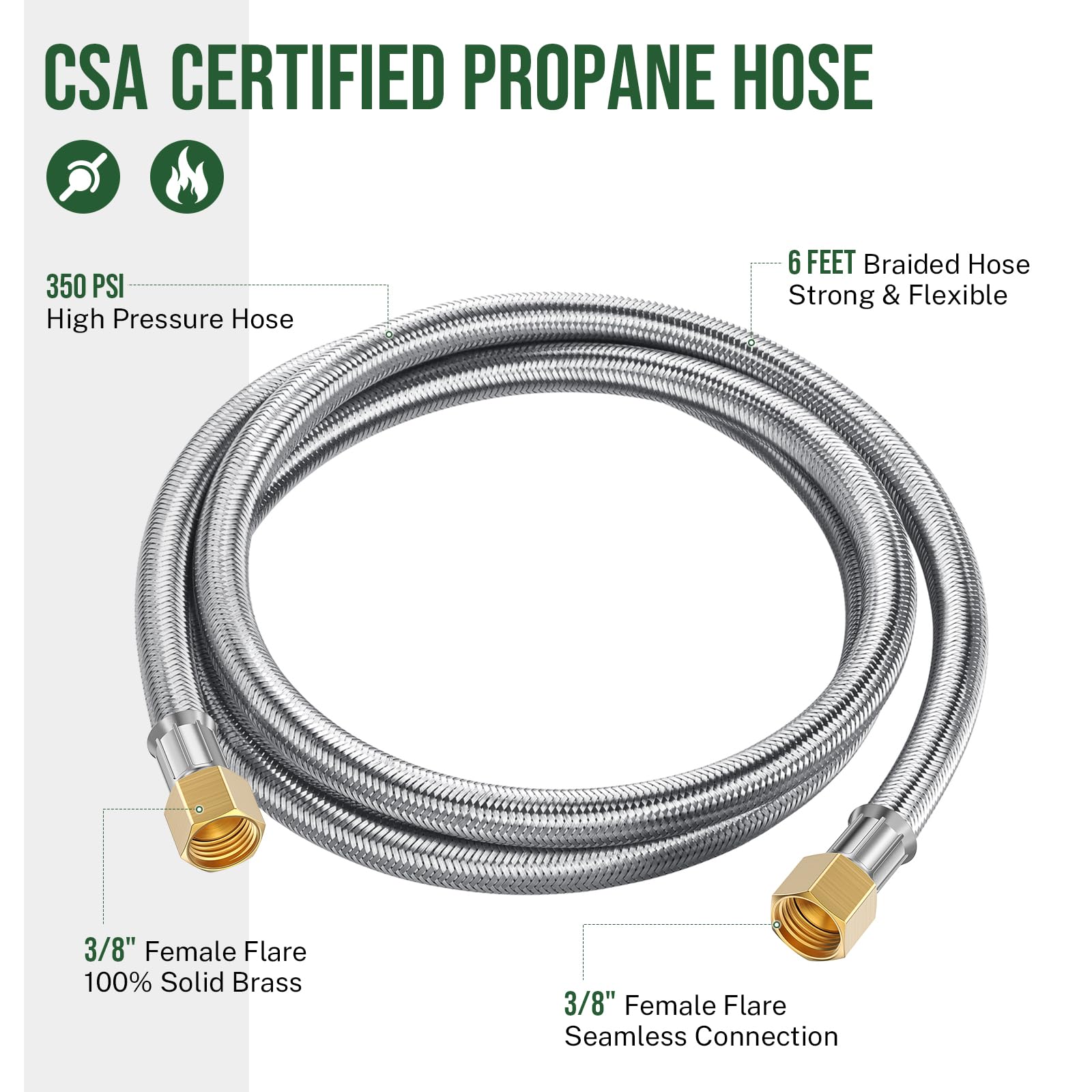 Alloxity 6ft LP hose ideal for RVs and grills