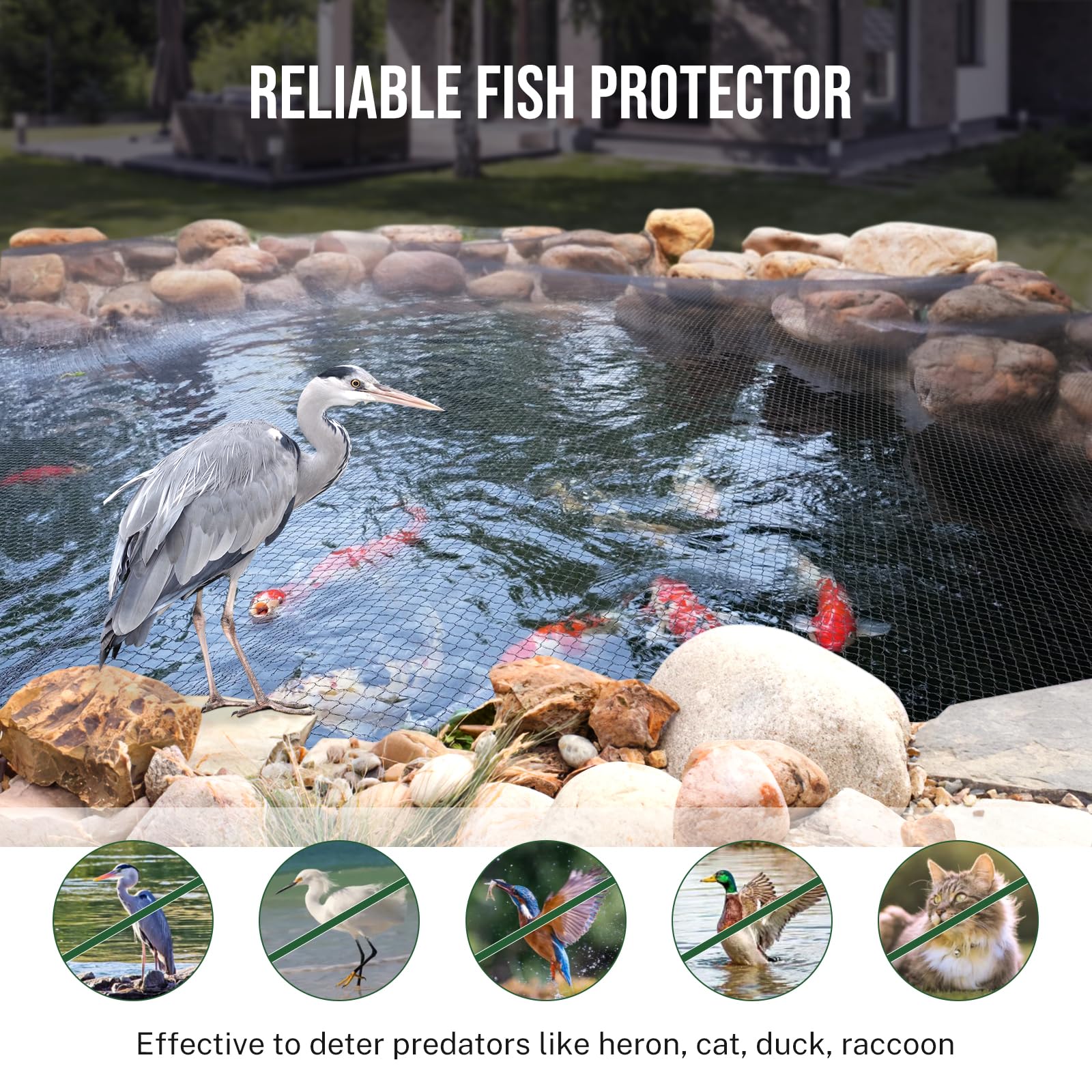 Alloxity 7x10ft pond netting cover ready for quick setup and durable use.