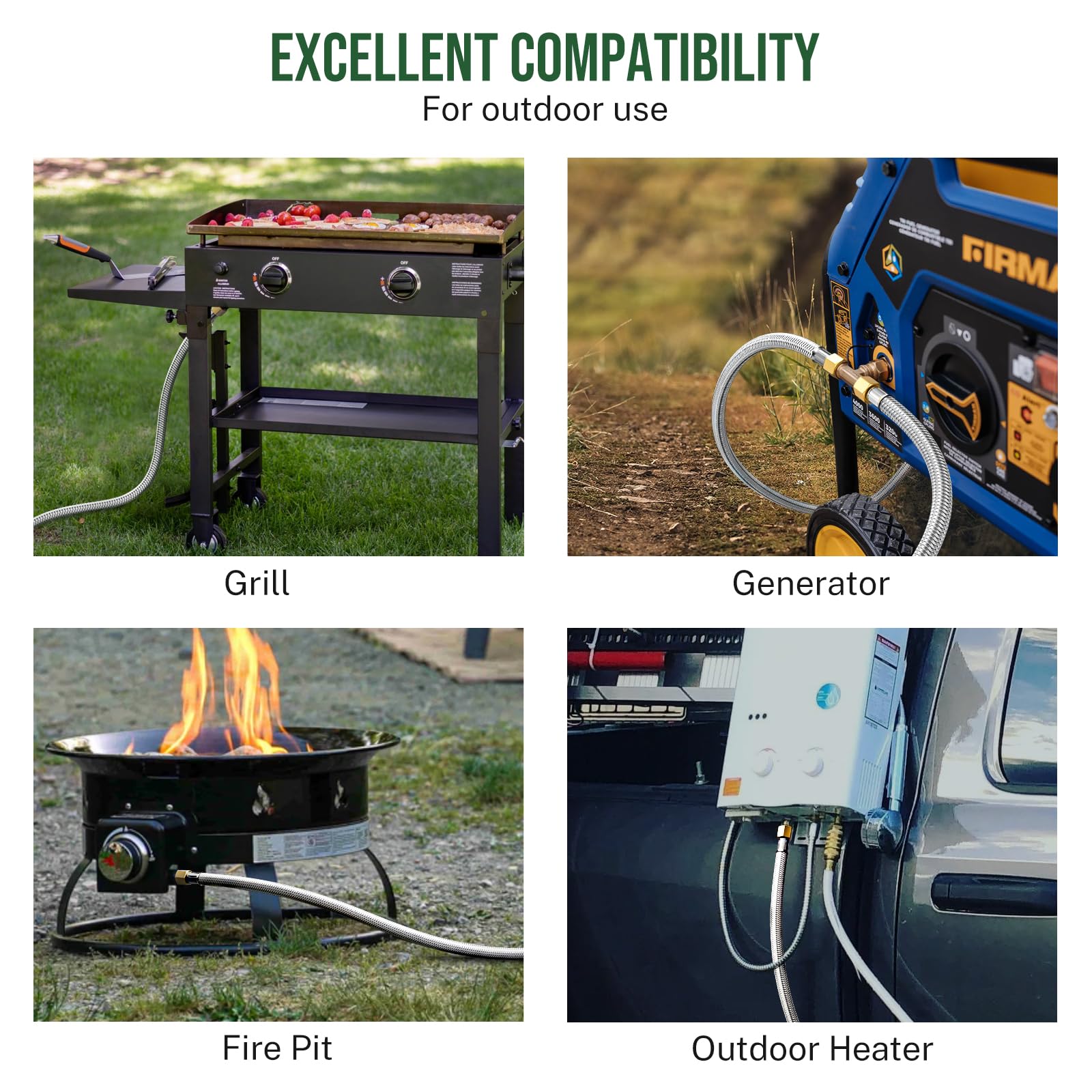 Alloxity braided propane hose with three-eighth inch flare secure connections
