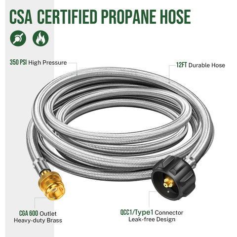 Alloxity hose compatible with Weber Q for convenient grilling setup.