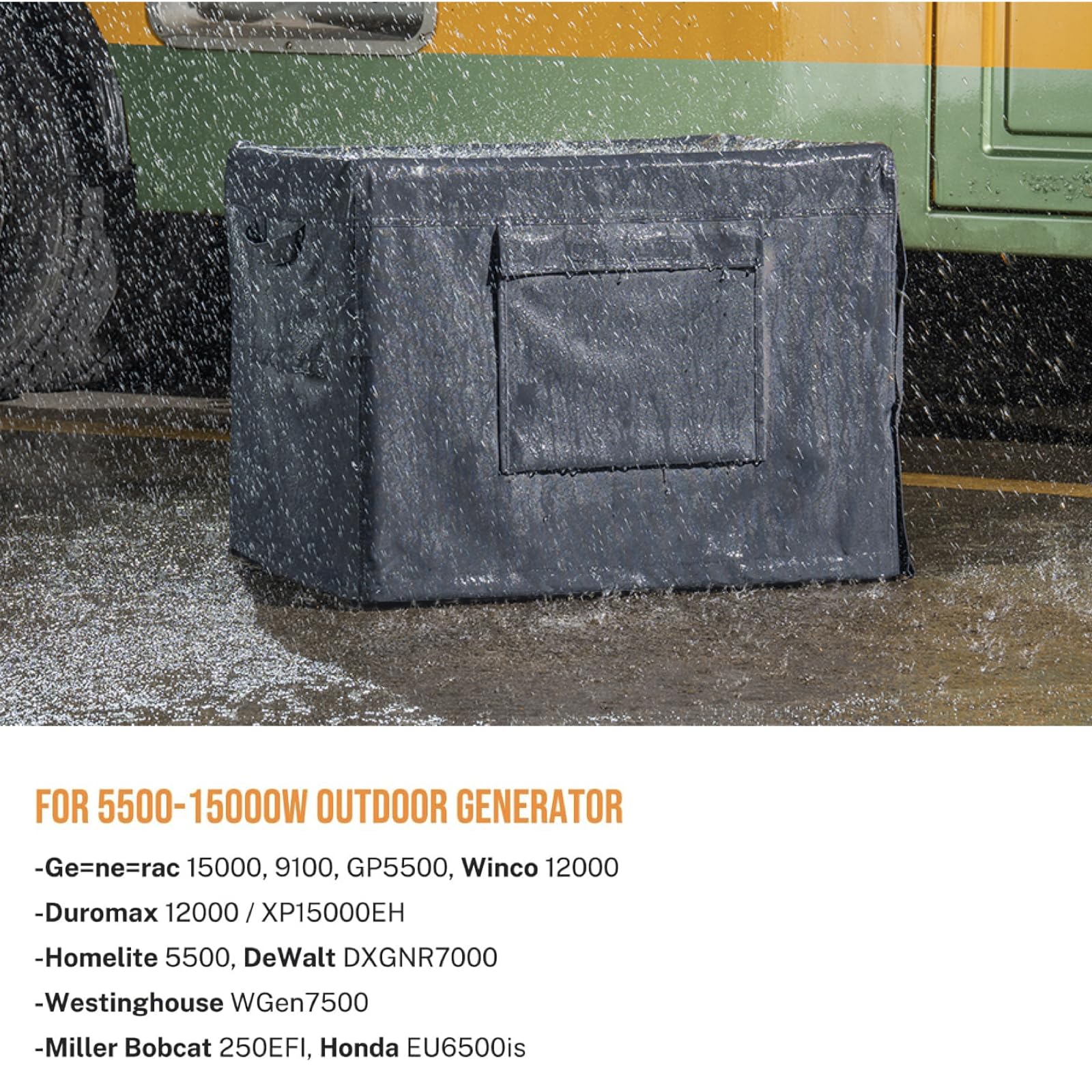 Alloxity generator cover with windproof buckles for secure outdoor fitting.