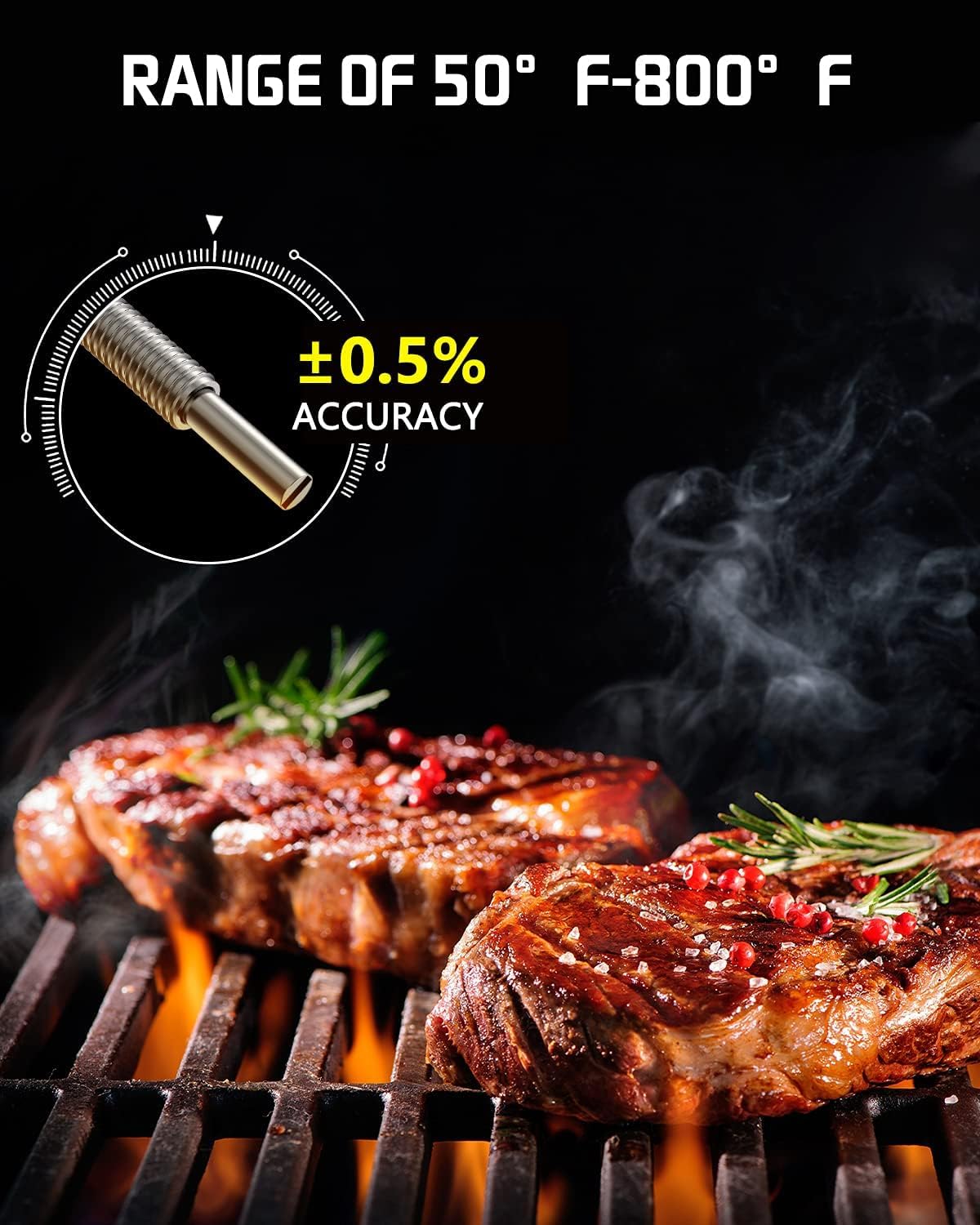 Alloxity high-temperature range supports versatile grilling from 50 to 800°F.
