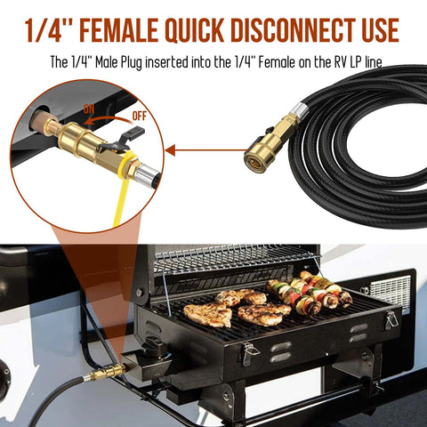 Alloxity low-pressure elbow adapter connected to Blackstone griddle