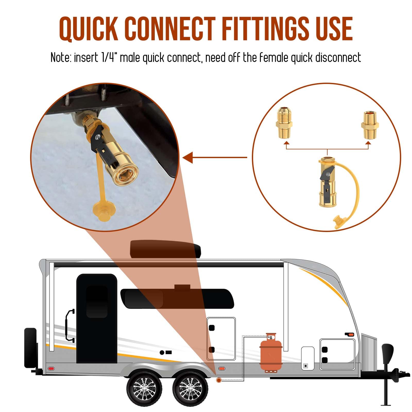 Alloxity female quick-connect fittings ensuring easy RV and grill connections