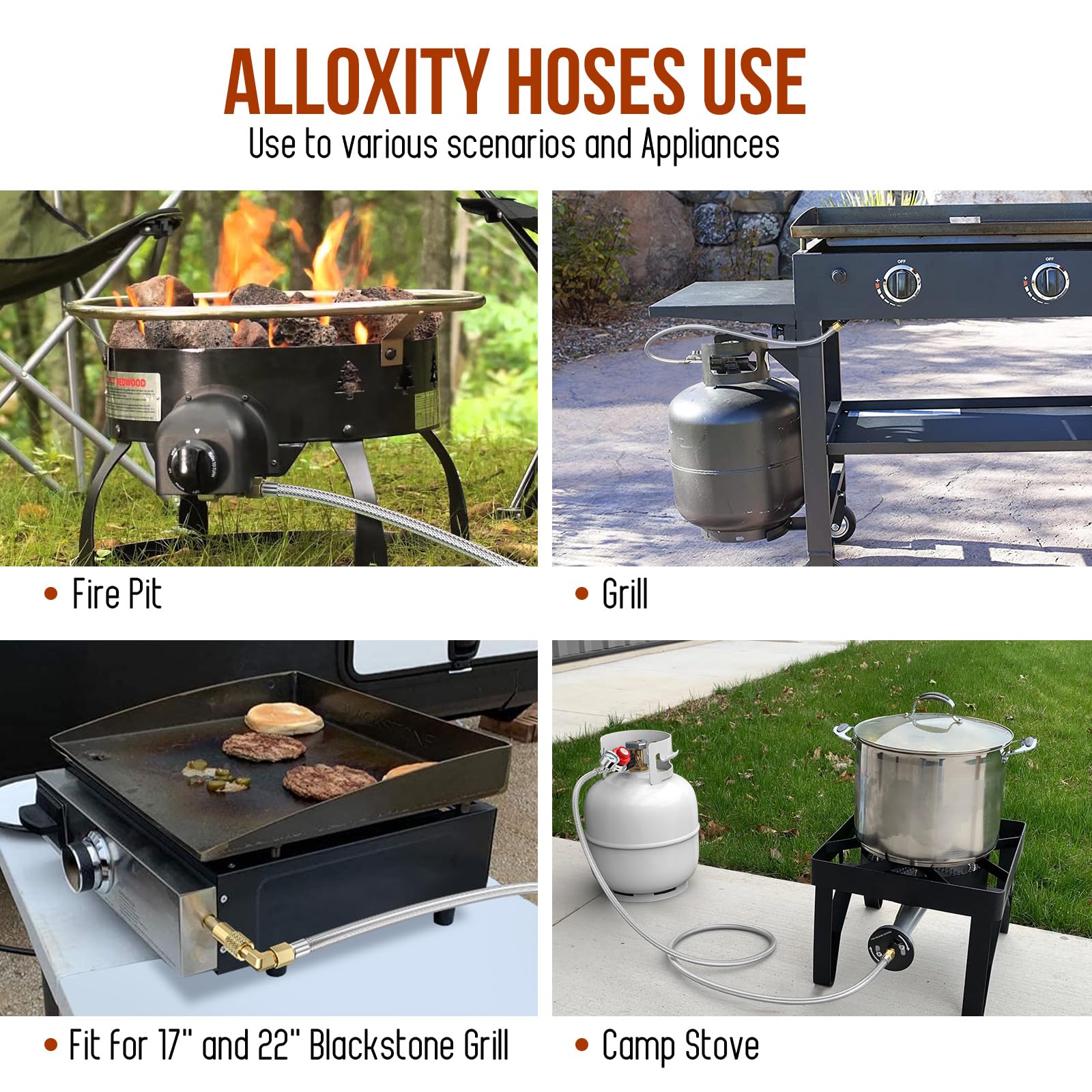 Alloxity outdoor cooker setup with regulator for grills and fryers