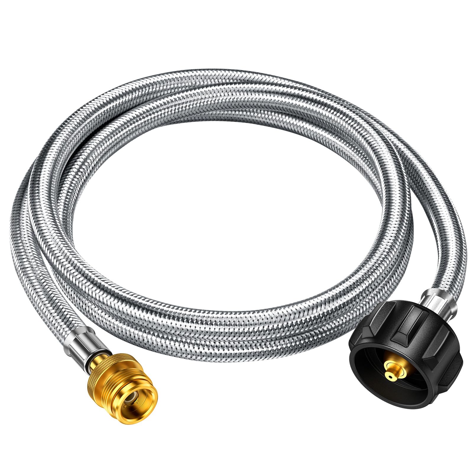 Alloxity propane hose adapter with brass connection for secure grill setup.