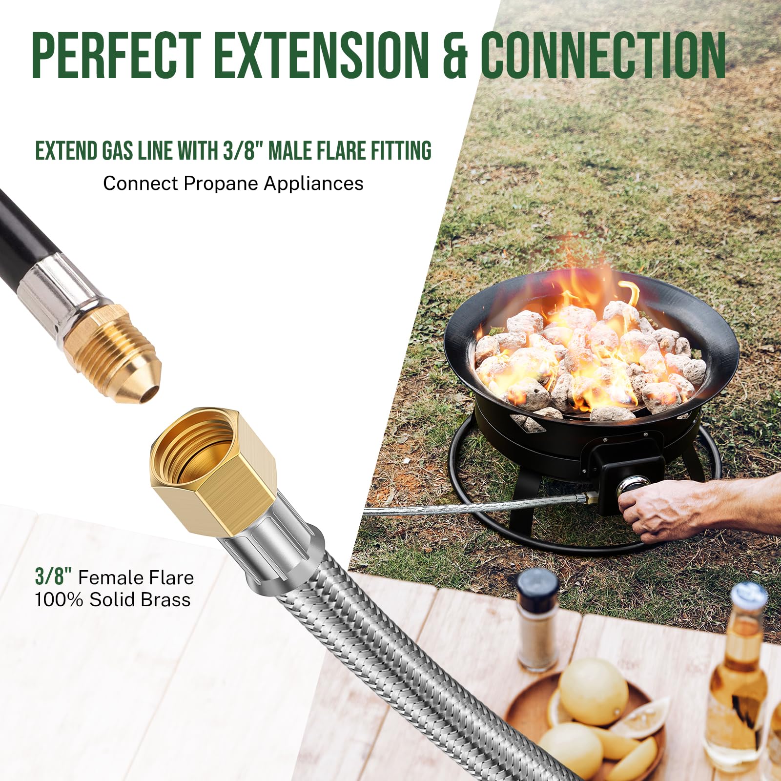 Alloxity propane hose extension female to female flare for versatile setups