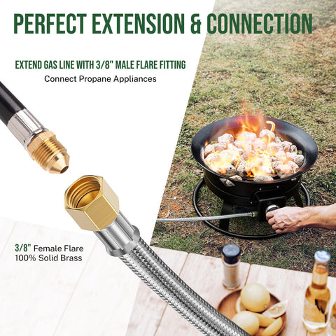 Alloxity propane hose extension female to female flare for versatile setups