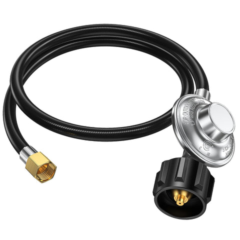 Alloxity propane regulator with hose assembly for controlled outdoor grilling