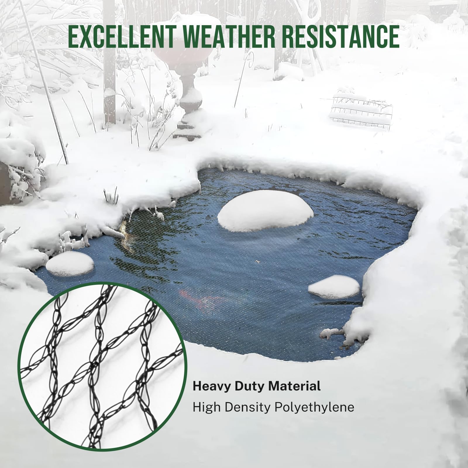 Alloxity roll up storage friendly netting for seasonal pond use.