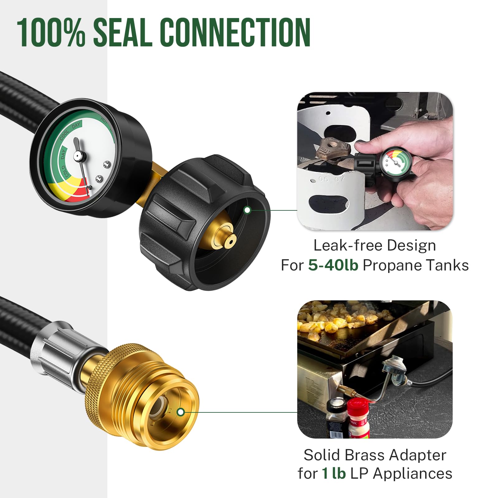 Alloxity gauge-equipped adapter compatible with Weber Q grills
