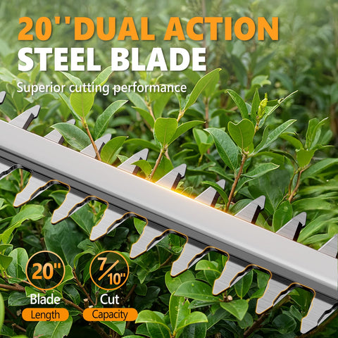Alloyman 20V trimmer features a telescopic pole that reaches up to 8.5 feet.