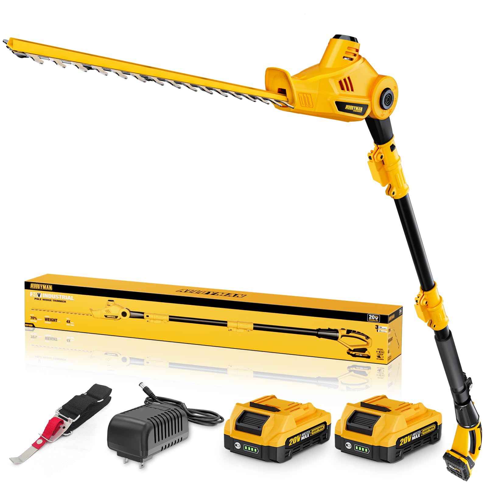 Alloyman 20V Max pole hedge trimmer with extended pole for tall hedges