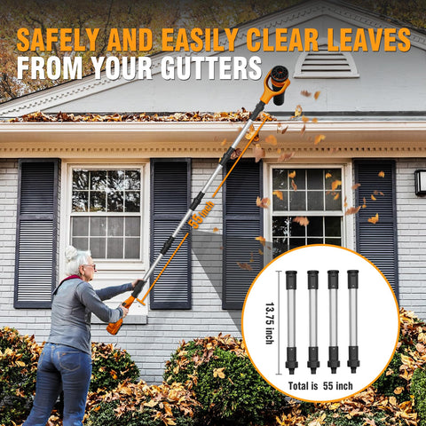 Alloyman 580 CFM blower powered by 26,000 RPM brushless motor clears leaves quickly