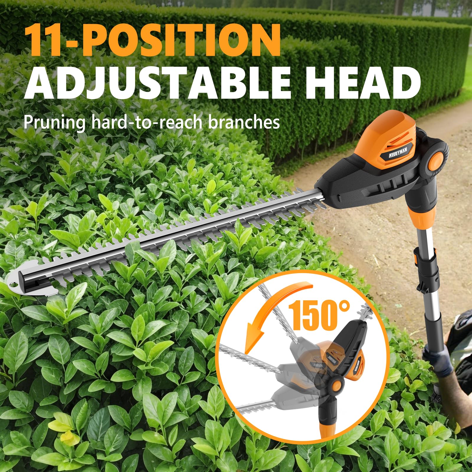 Alloyman extension pole folds compactly for easy storage after trimming.