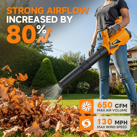 Alloyman 40V cordless blower with dual battery pack for continuous use