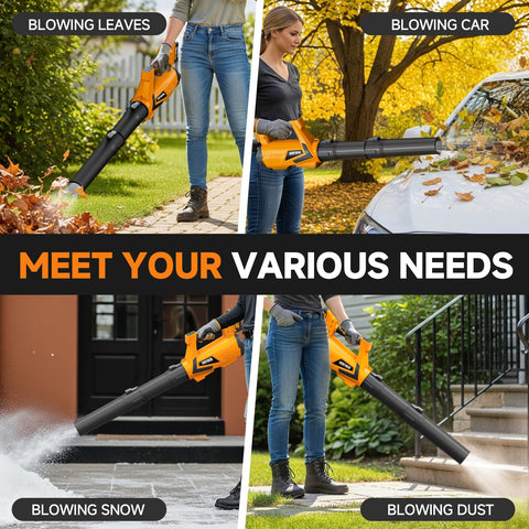 Alloyman 40V cordless leaf blower in garage or driveway use for leaves and dust
