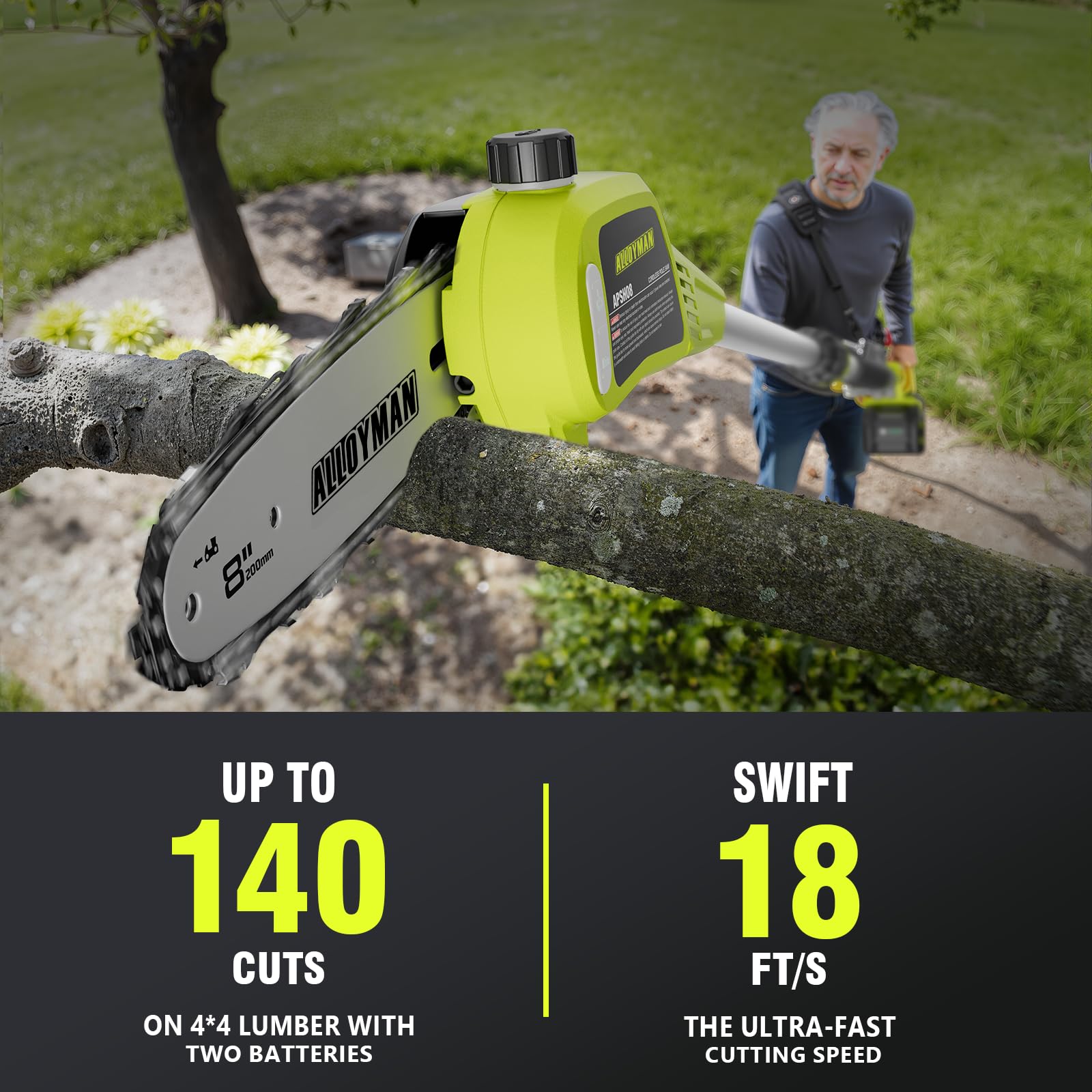Alloyman Pole Saw Auto Oil System keeps cuts smooth