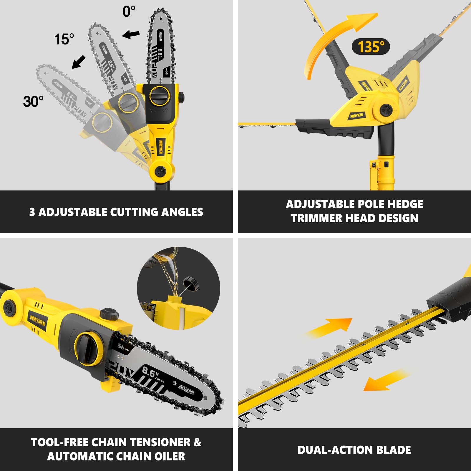 Alloyman shoulder straps for balanced pruning