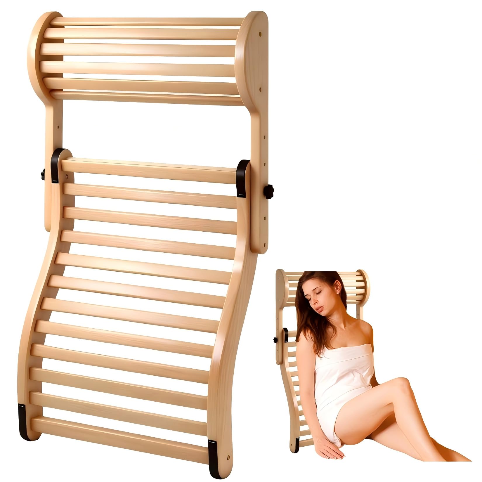 ALLOYNIX sauna backrest with 18 bars for flexible ergonomic support during sessions