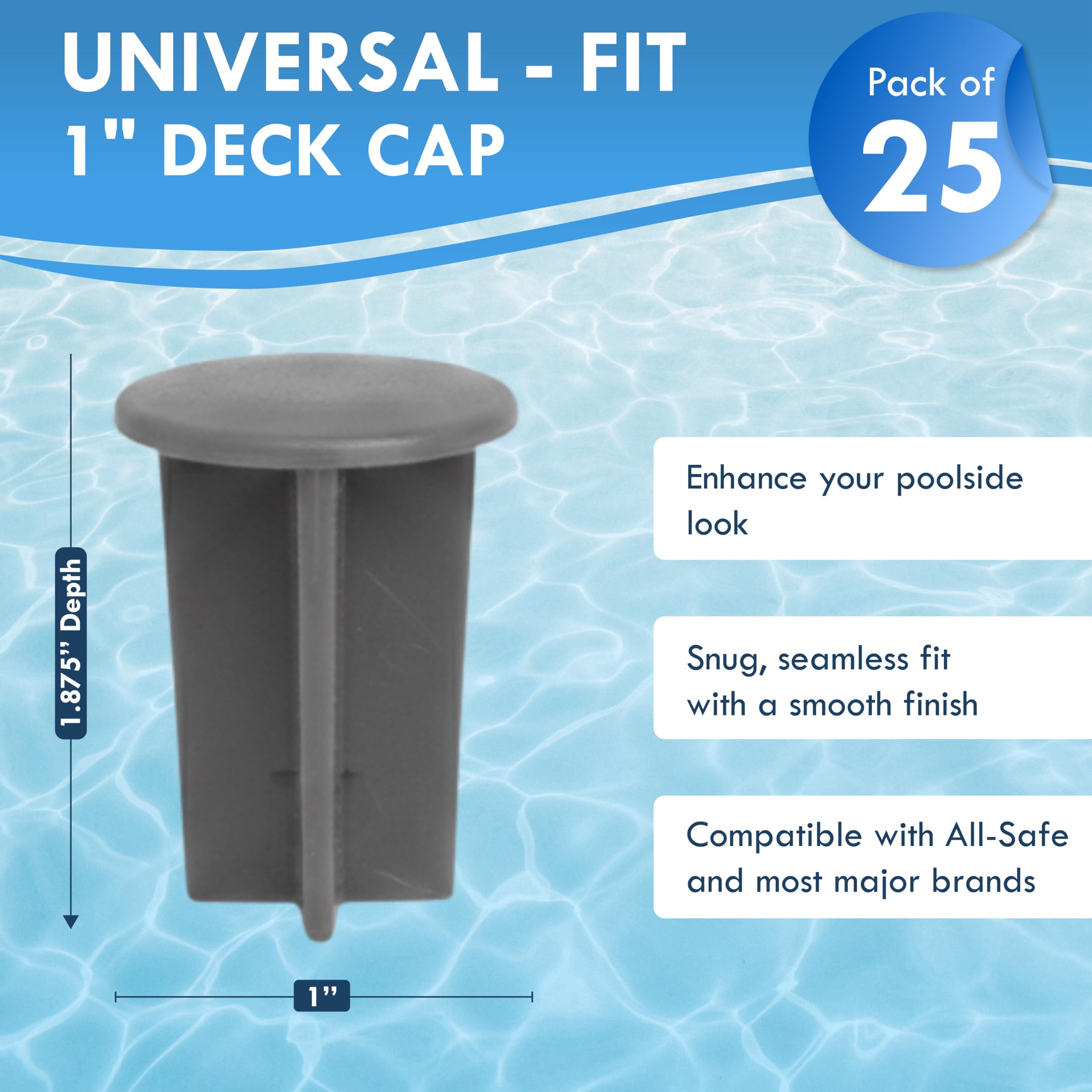 ALLSAFE 1-inch deck sleeve cap shown in place for a flush, tool-free installation.