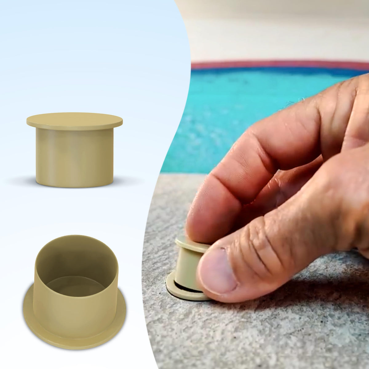 AllSafe pool fence hole cap tan 1inch covers 1-inch holes for a clean deck look