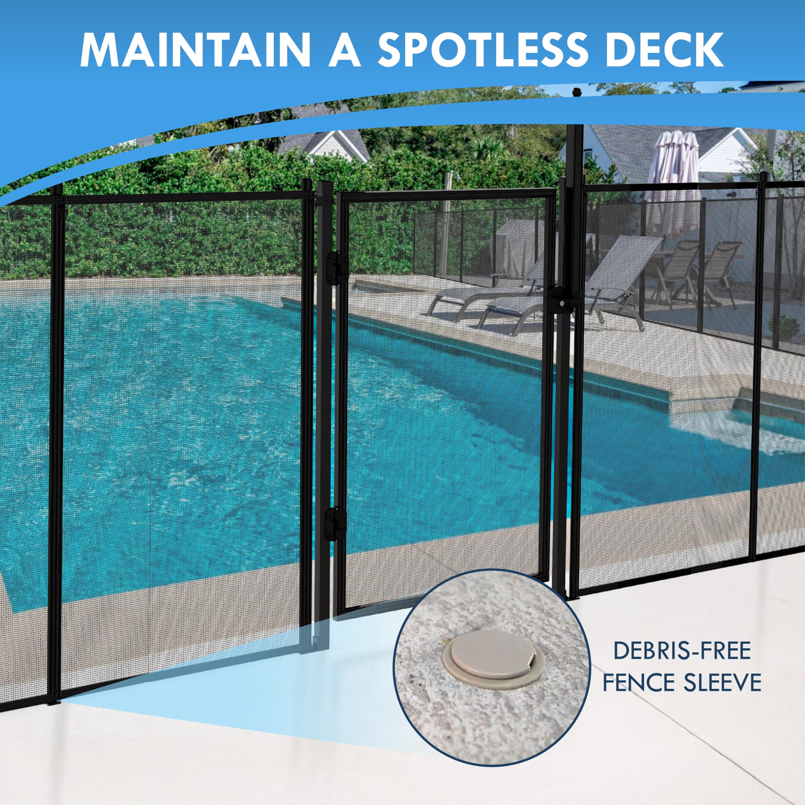 ALLSAFE removable mesh fence cap cover shown during fence removal.