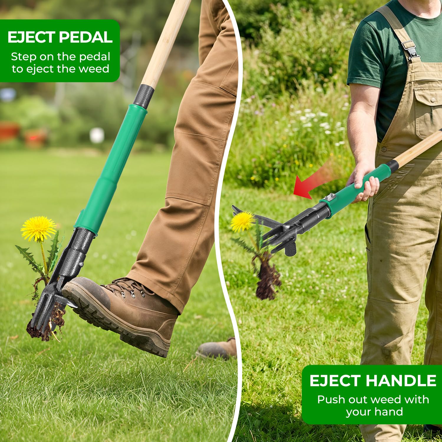 Allsetool eject handle enables quick weed removal