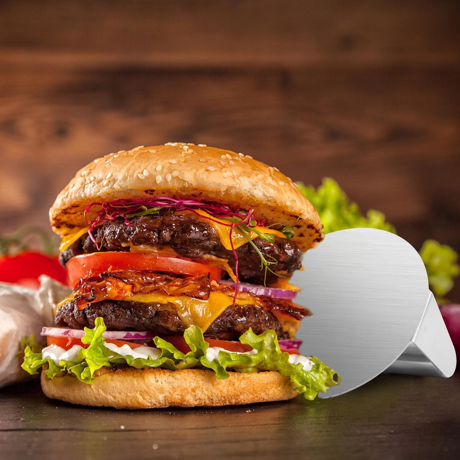 ALLTOP Smash Burger Press fits a 5.5 inch patty for standard griddles.