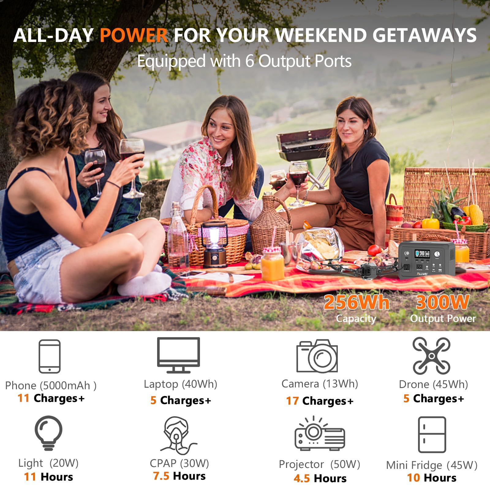 ALLWEI 256Wh LiFePO4 battery core highlights durable off-grid energy