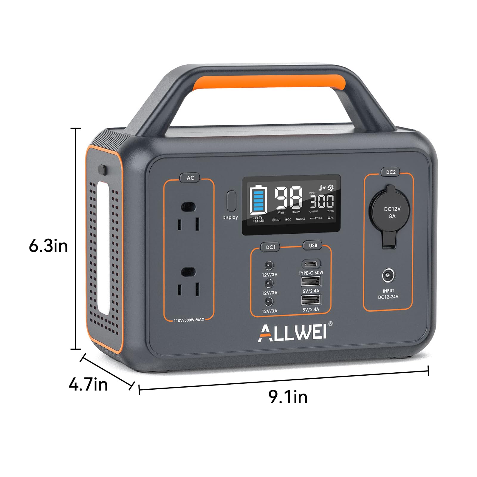 ALLWEI package includes power station and essential cables for quick setup.