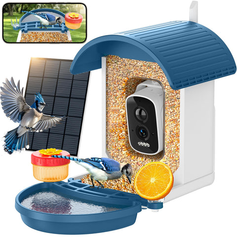 Allweviee birdfeeder camera front view for clear bird visits and easy monitoring.